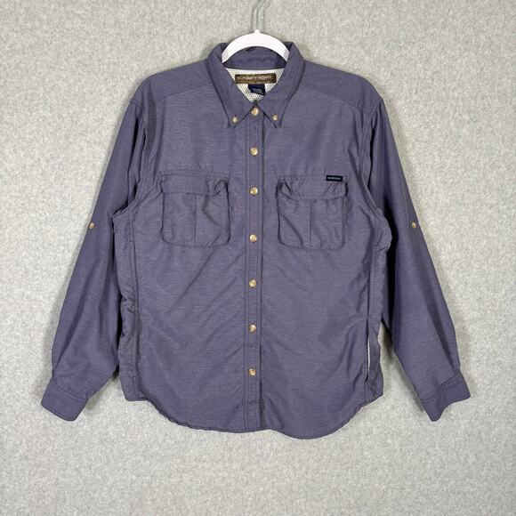 Exofficio Shirt Medium Purple Fishing‎ Vented Button Hiking Camping Nylon GORP - Picture 1 of 13